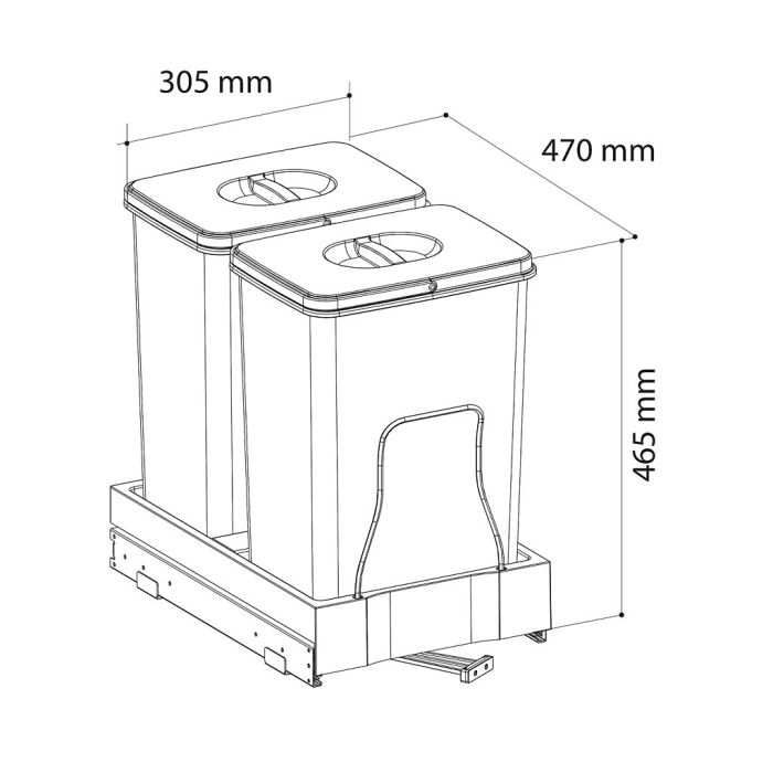 Cos de gunoi incorporabil, Patty Automatic, colectare selectiva cu 2 recipiente x 15 litri [2]