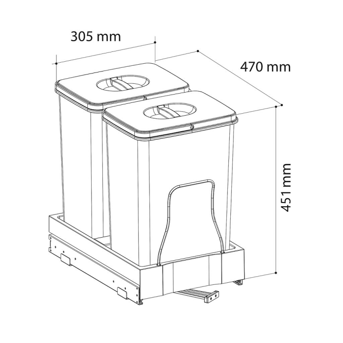 Cos de gunoi incorporabil, Patty Automatic, colectare selectiva cu 2 recipiente x 20 litri [2]