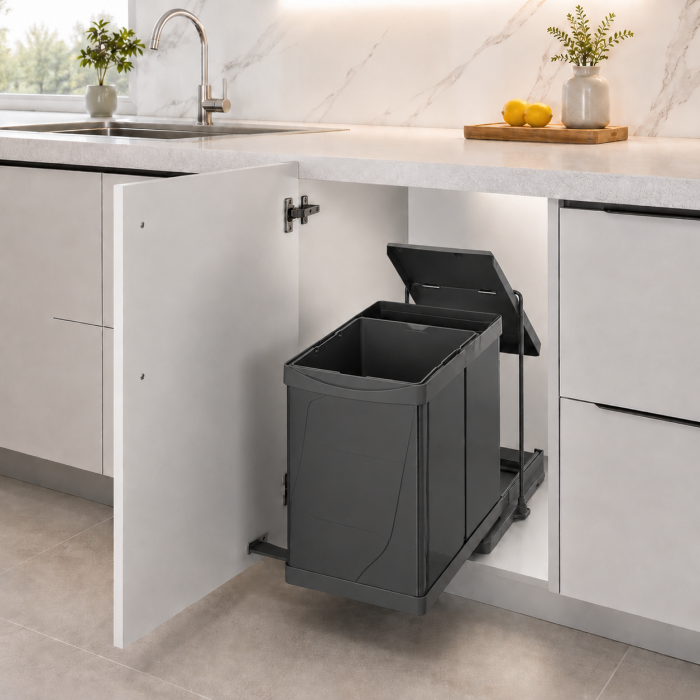 Cos de gunoi incorporabil Pelikan 21100, cu extragere automata, cu un recipient de 20 L si una de 1 L, antracit [3]