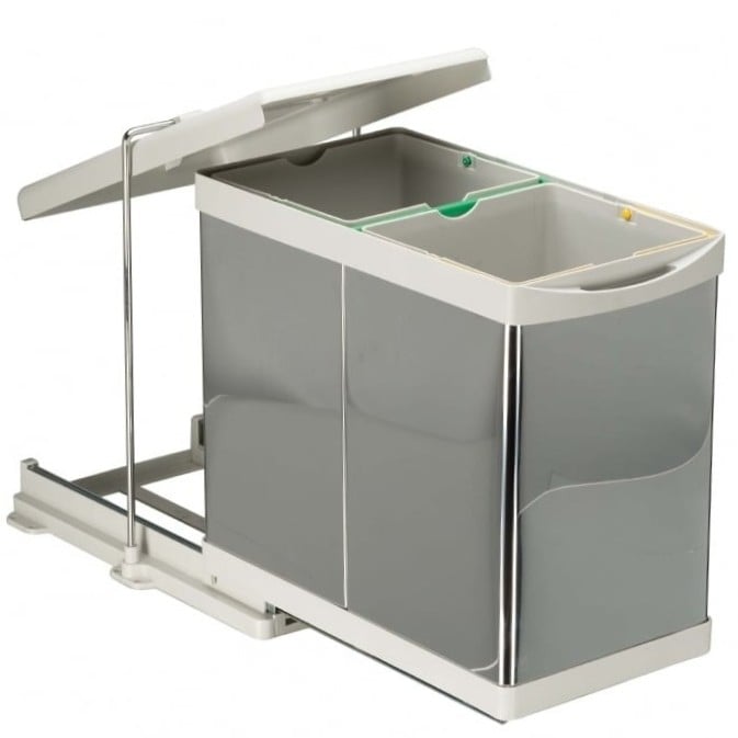 Cos de gunoi incorporabil Pelikan 21200, colectare selectiva, cu extragere automata, cu doua recipiente de 14 L, gri [1]