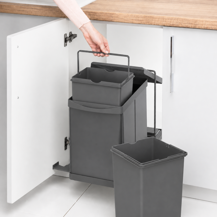 Cos de gunoi incorporabil Pelikan 21200, colectare selectiva, cu extragere automata, cu doua recipiente de 14 L, antracit [4]