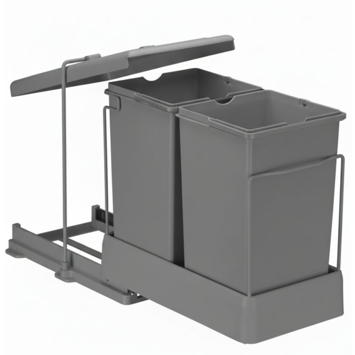 Cos de gunoi incorporabil Pelikan 21550, colectare selectiva, cu extragere automata, cu doua recipiente x 14 L, antracit [1]