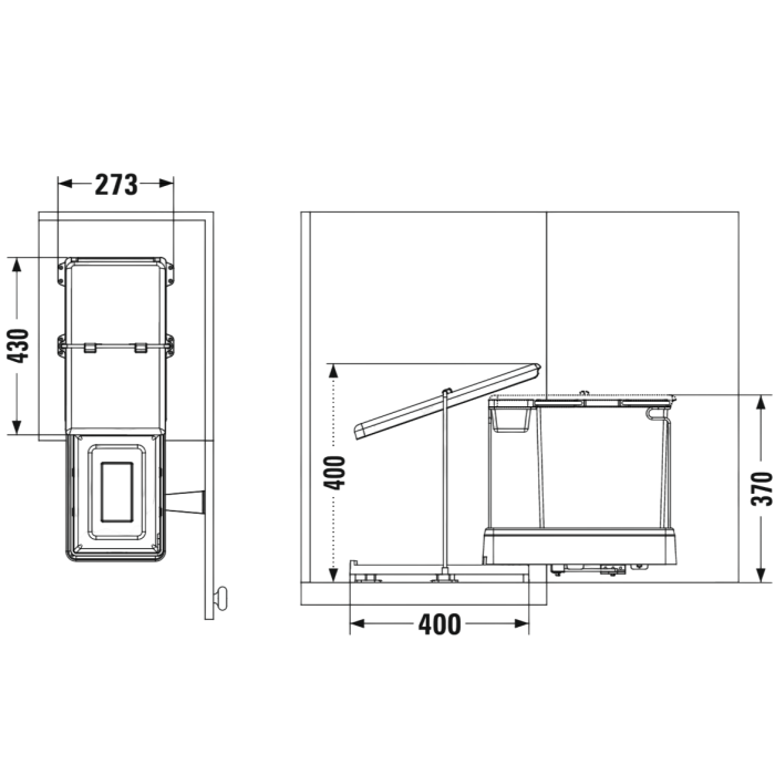 Coș gunoi încorporabil Pelikan 21600 – 16 l, gri deschis, cu extragere automată [2]