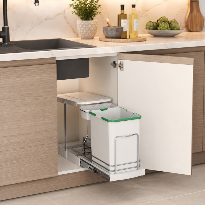 Coș gunoi încorporabil Starax S-2391-G – 16 l + 1 l, gri, cu extragere automată [3]