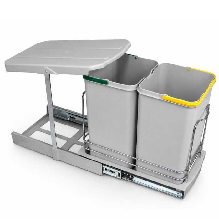 Coș gunoi încorporabil Starax S-2392-G – 2 x 12 l, gri, cu extragere automată [5]