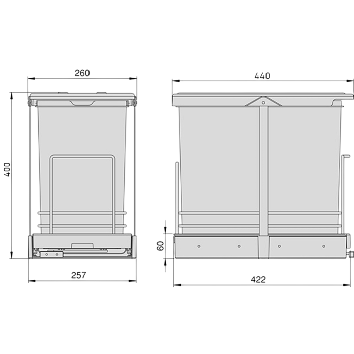 Cos de gunoi incorporabil S2392A, colectare selectiva, cu extragere automata, cu doua recipiente 12+12 litri, antracit [9]