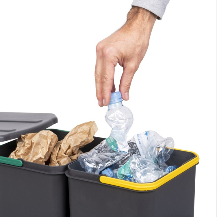 Cos de gunoi incorporabil S2392A, colectare selectiva, cu extragere automata, cu doua recipiente 12+12 litri, antracit [6]