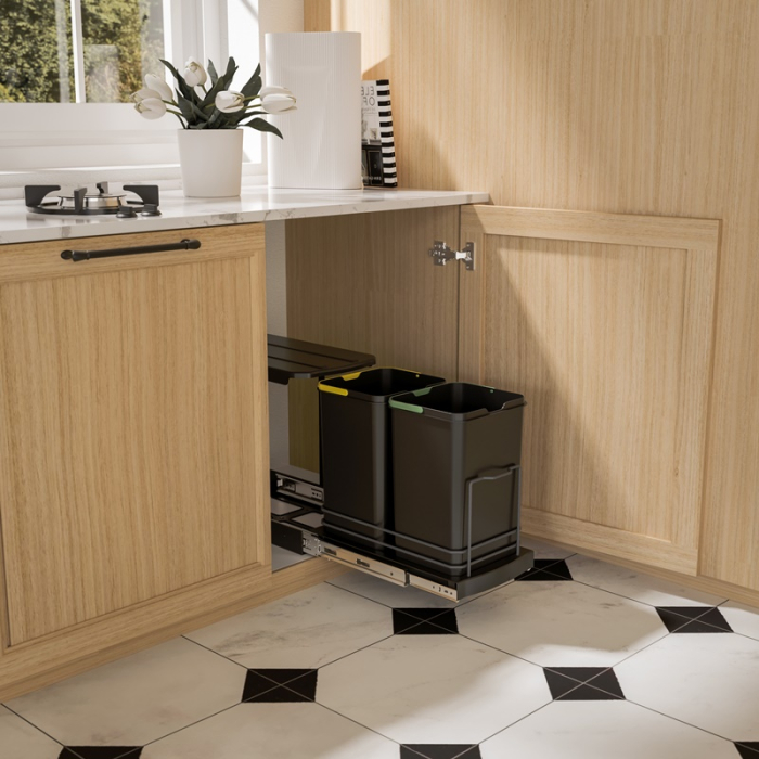 Cos de gunoi incorporabil S2392A, colectare selectiva, cu extragere automata, cu doua recipiente 12+12 litri, antracit [3]