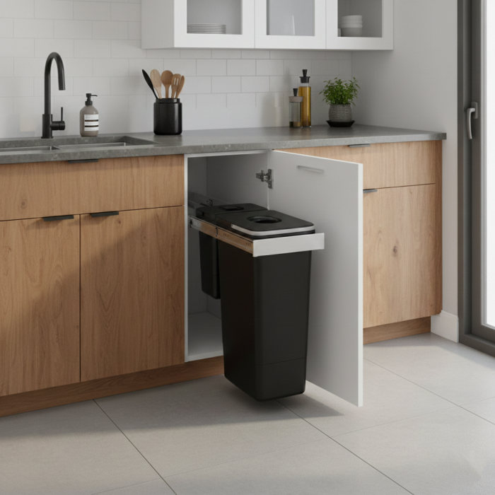 Cos de gunoi incorporabil Smart Inox, colectare selectiva, cu un compartiment de 26 litri si un compartiment de 7 litri [4]