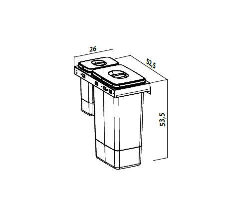 Cos de gunoi incorporabil Smart Inox cu un compartiment de 26 litri si un compartiment de 7 litri [2]