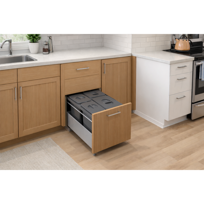 Cos de gunoi Jazz 45 incorporabil in sertar, colectare selectiva, 1 compartiment x15 litri si 3x7 litri, H300 mm [4]