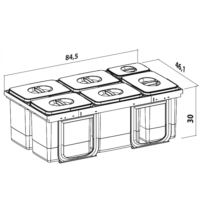 Cos de gunoi Jazz 90 incorporabil in sertar, colectare selectiva, 4 compartimente x15 litri si 3x7 litri, H300 mm [6]