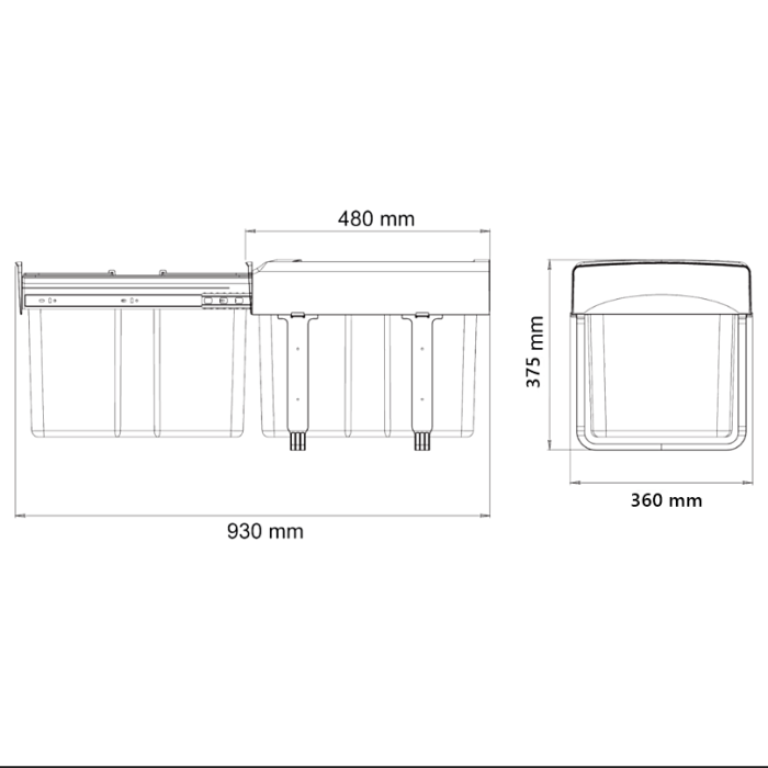 Cos de gunoi Mega 40 incorporabil, cu 1 compartiment x 34 litri [2]