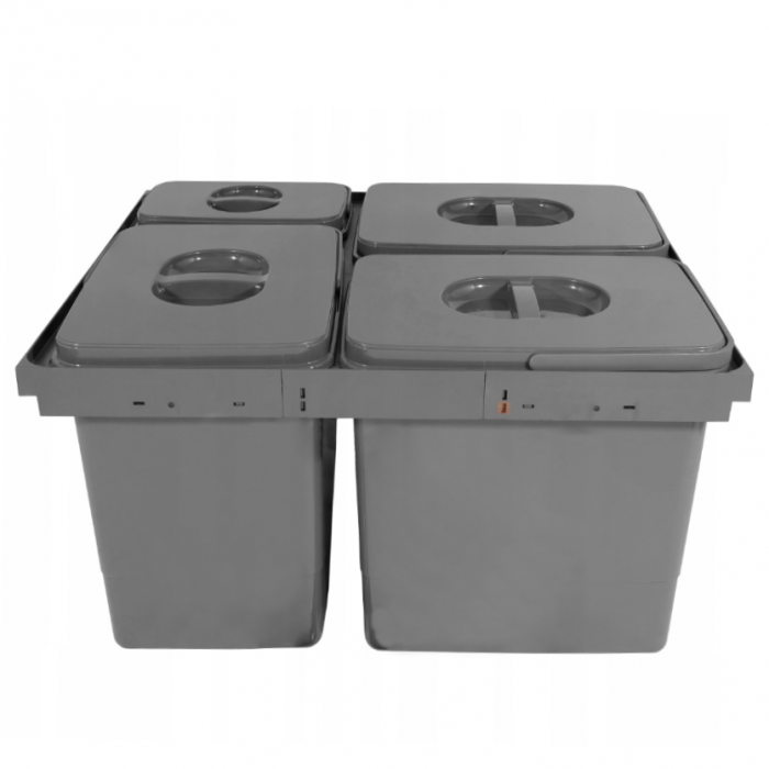 Cos de gunoi Multino New incorporabil in sertar, cu 3 compartimente x 15L si 1 compartiment x 7L, pentru corp de 600 mm [2]