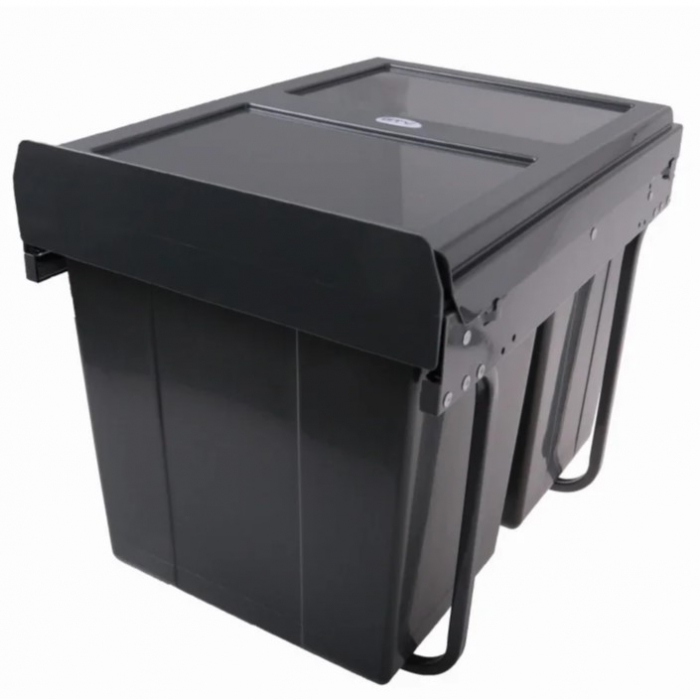 Cos de gunoi Practi Eco incorporabil cu 2 compartimente x 10 L si 1 compartiment x 20 L, pentru corp de 400 mm, gri antracit [2]