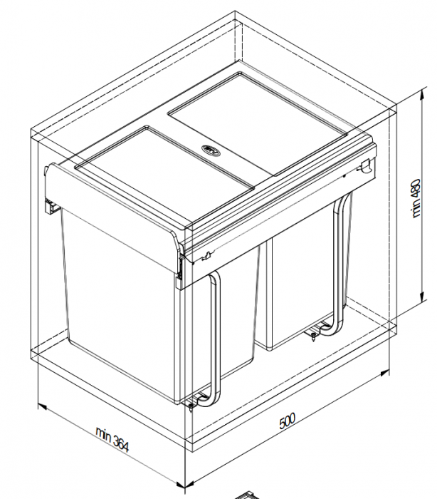 Cos de gunoi Practi Eco incorporabil cu 2 compartimente x 10 L si 1 compartiment x 20 L, pentru corp de 400 mm, gri antracit [7]