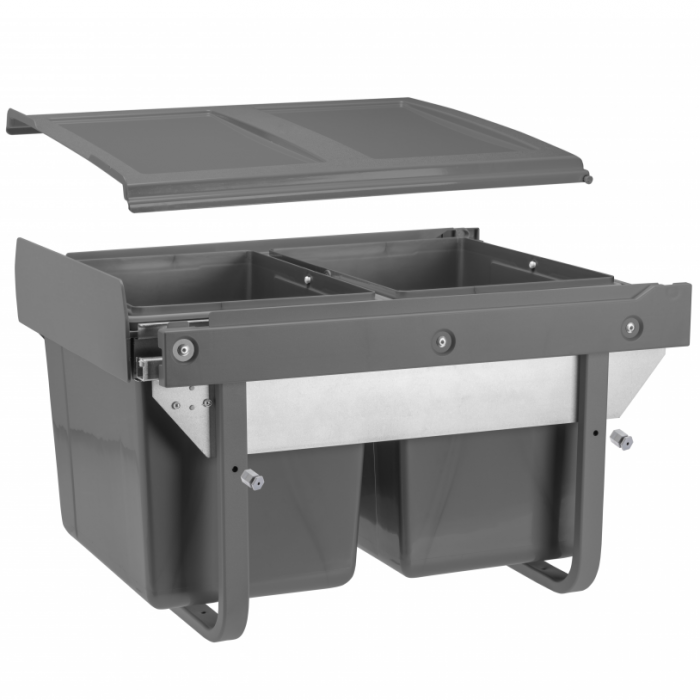 Cos de gunoi Practi Eco incorporabil cu 2 compartimente x 15 L, pentru corp de 450 mm, gri antracit [1]