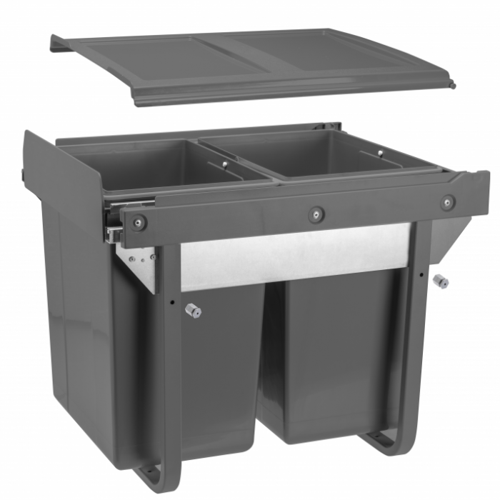 Cos de gunoi Practi Eco incorporabil cu 2 compartimente x 20 L, pentru corp de 450 mm, gri antracit [1]