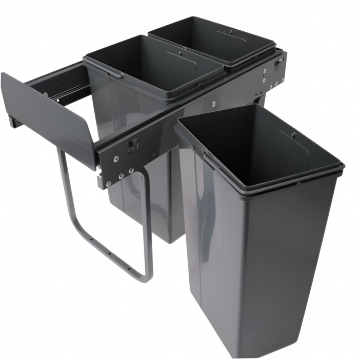 Cos de gunoi Practi Eco incorporabil cu 3 compartimente x 10 L, pentru corp de 300 mm, gri antracit [4]