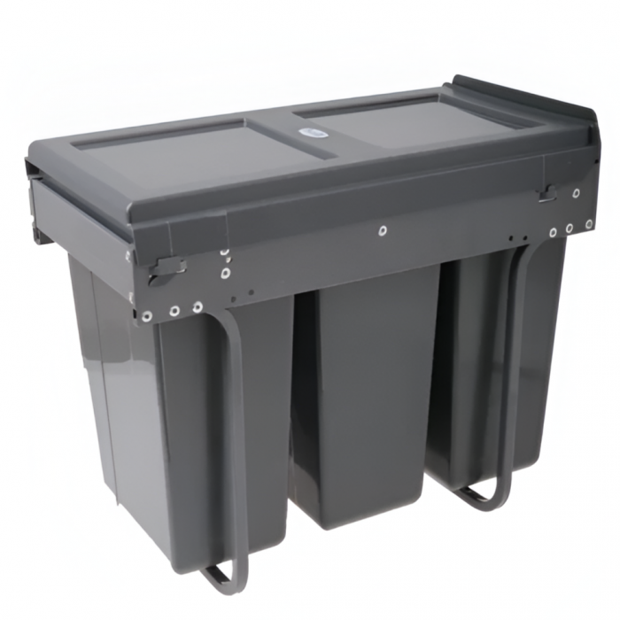 Cos de gunoi Practi Eco incorporabil cu 3 compartimente x 10 L, pentru corp de 300 mm, gri antracit [6]