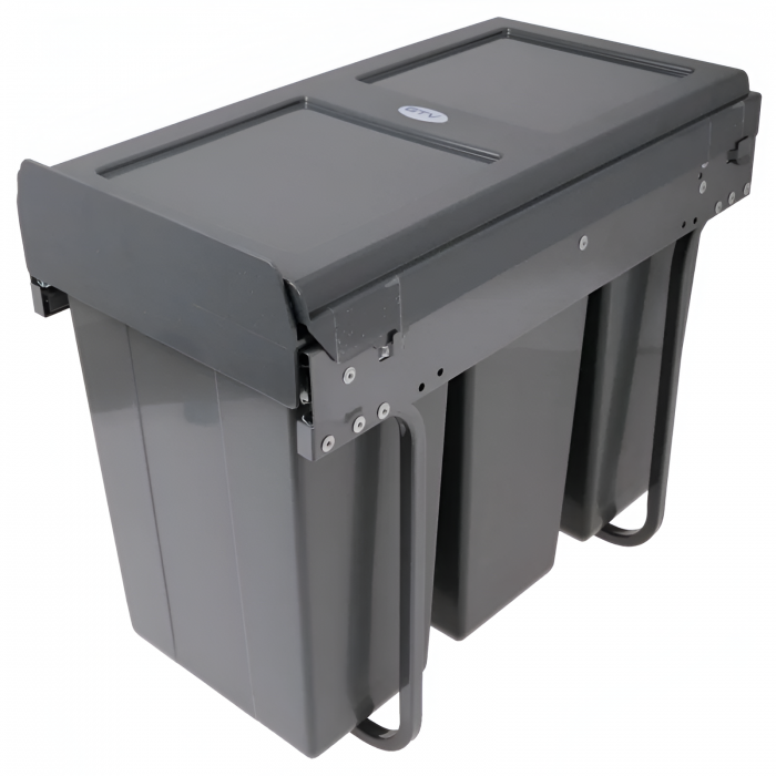 Cos de gunoi Practi Eco incorporabil cu 3 compartimente x 10 L, pentru corp de 300 mm, gri antracit [2]