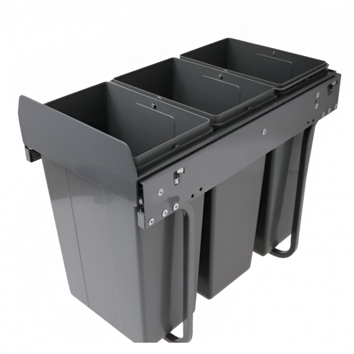 Cos de gunoi Practi Eco incorporabil cu 3 compartimente x 10 L, pentru corp de 300 mm, gri antracit [3]