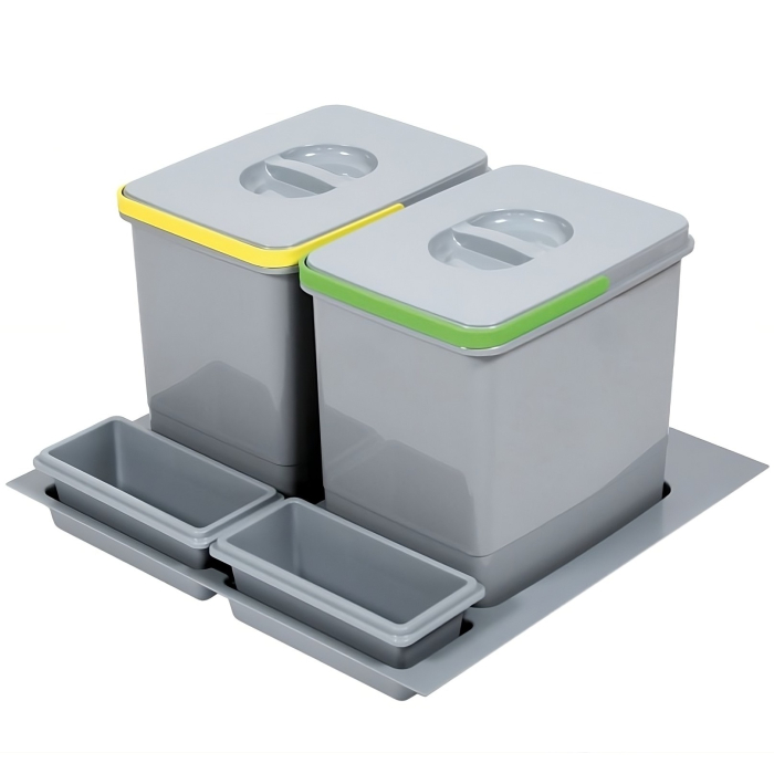 Cos de gunoi Praktico incorporabil in sertar, colectare selectiva, cu 2 recipiente, pentru corp de 600 mm latime H:300 mm [1]