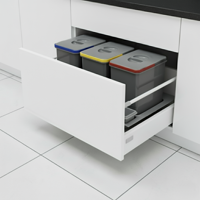 Cos de gunoi Praktico Orion incorporabil in sertar, colectare selectiva cu 3 recipiente, pentru corp de 800 mm latime, H:300 mm [4]