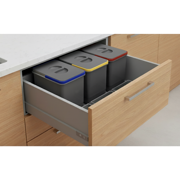 Cos de gunoi Praktico Orion incorporabil in sertar, colectare selectiva cu 3 recipiente, pentru corp de 800 mm latime, H:300 mm [3]