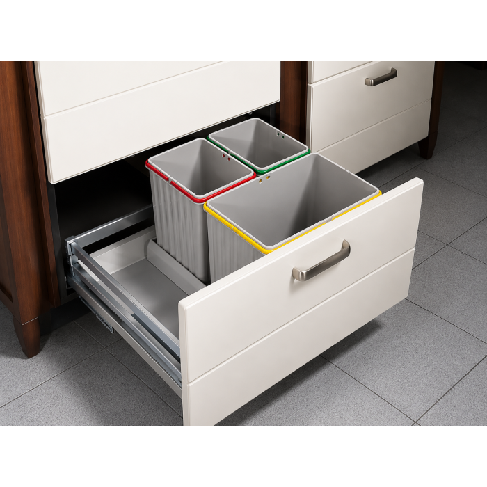 Cos de gunoi Pulse 3C incorporabil in sertar, cu 2 recipiente x 7.5 L si 1 recipient x16 L pentru corp de 400 mm latime [3]