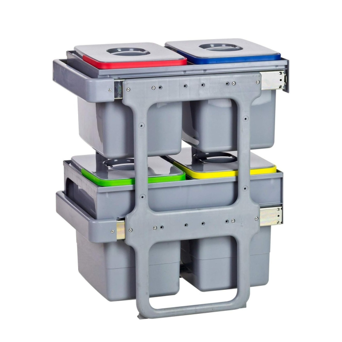 Cos de gunoi Tandem Short incorporabil, colectare selectiva, cu 2 compartimente x 15 litri si 2 compartimente x 12 litri [3]