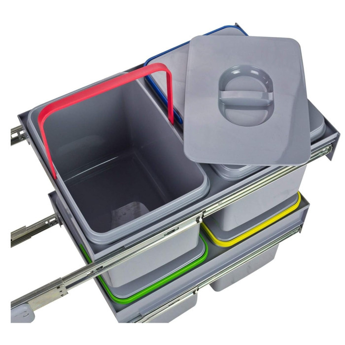 Cos de gunoi Tandem Short incorporabil, colectare selectiva, cu 2 compartimente x 15 litri si 2 compartimente x 12 litri [4]