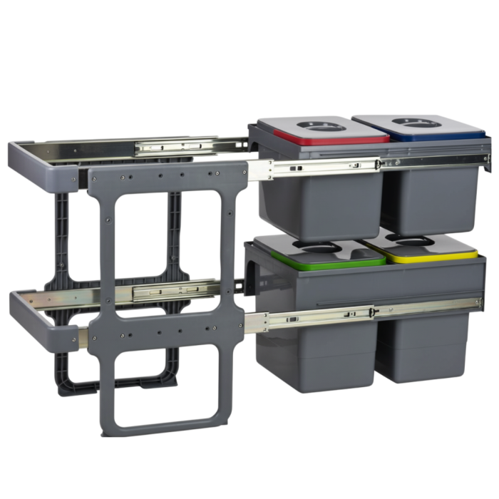 Cos de gunoi Tandem Short incorporabil, colectare selectiva, cu 2 compartimente x 15 litri si 2 compartimente x 12 litri [2]