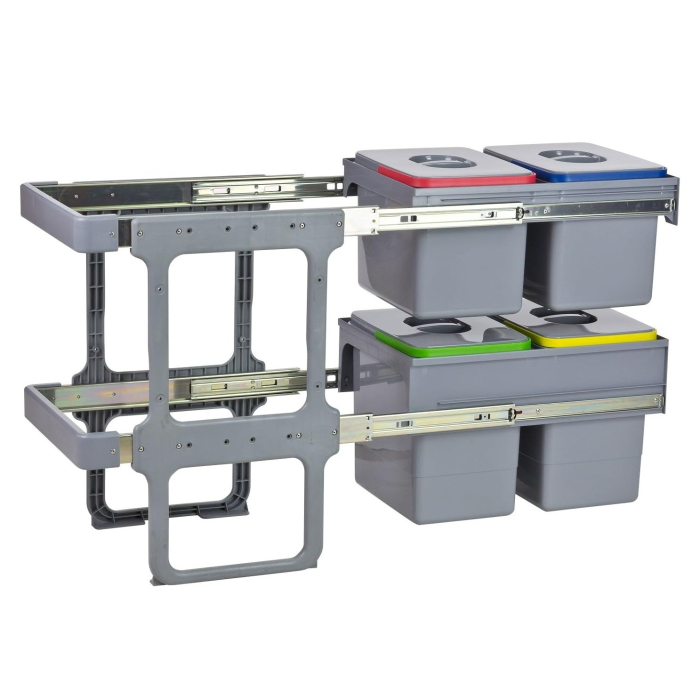 Cos de gunoi Tandem Short incorporabil, colectare selectiva, cu 2 compartimente x 15 litri si 2 compartimente x 12 litri [2]