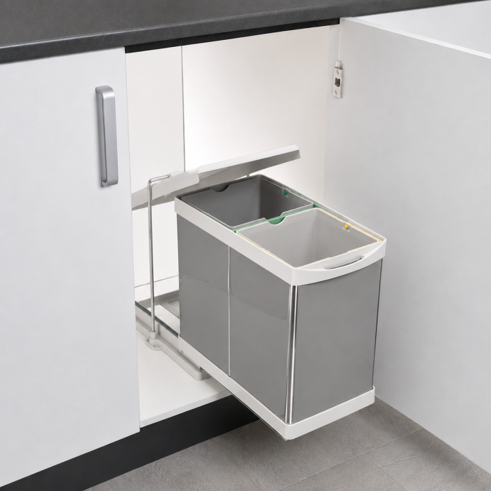 Coș gunoi încorporabil Pelikan 21200, cu extragere automată, colectare selectivă, pentru corp de 400 mm, gri, 2 x 14 l [5]