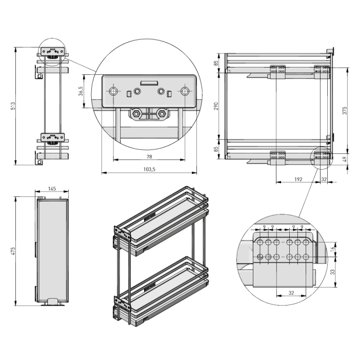 Cos Jolly Movix Pro de stanga, pentru corp de 200 mm, antracit [5]
