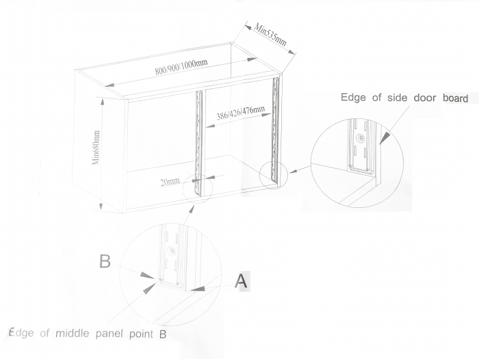 Cos metalic pentru dulap de colt cu 2 etajere cu deschidere spre dreapta pentru corp de 900 mm [4]