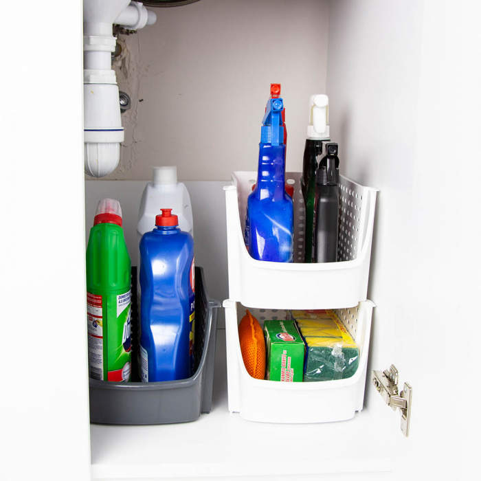 Cos organizator mare, suprapozabil, alb, 29×21.5×15.9 cm [3]