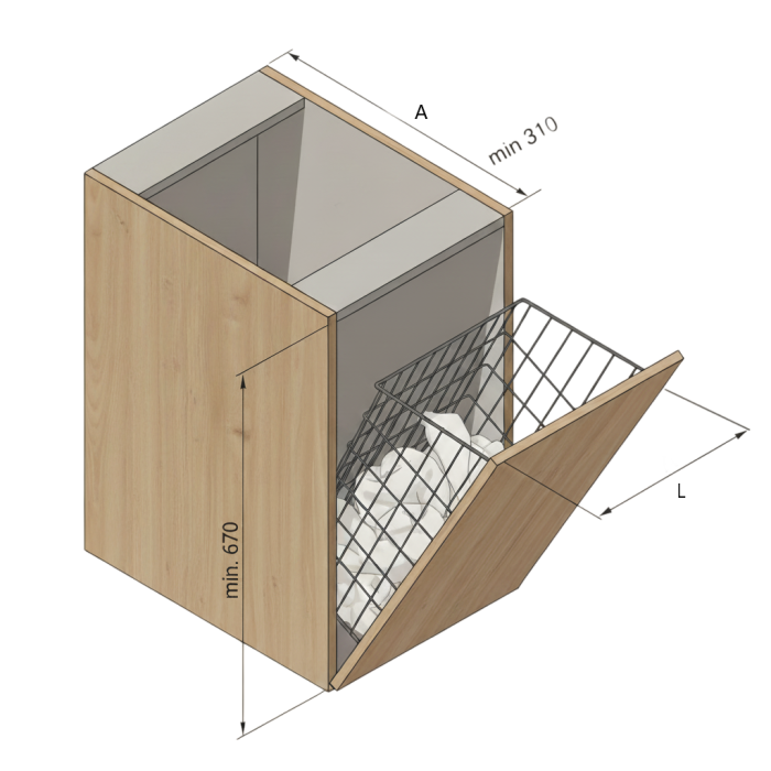 Cos rufe murdare incorporabil in dulap, pentru corp de 300 mm, finisaj gri grafit [3]
