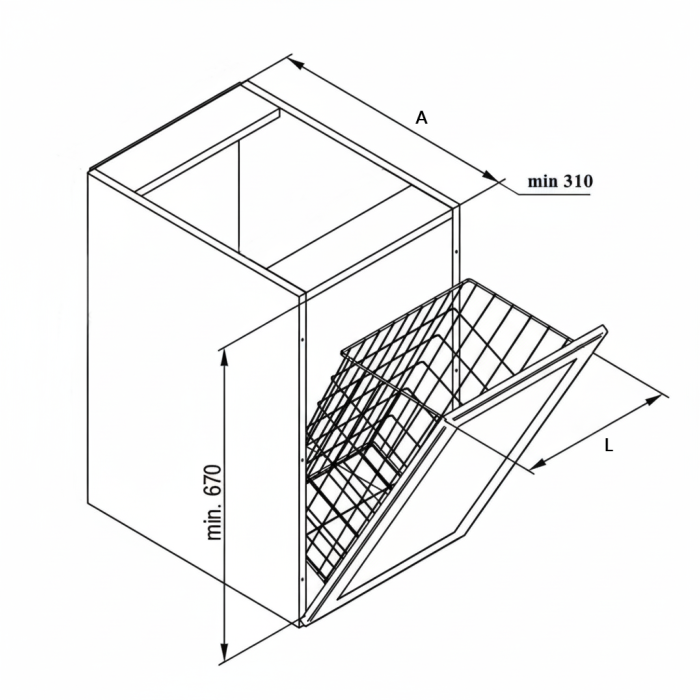 Cos rufe murdare incorporabil in dulap, pentru corp de 400 mm, finisaj gri grafit [5]