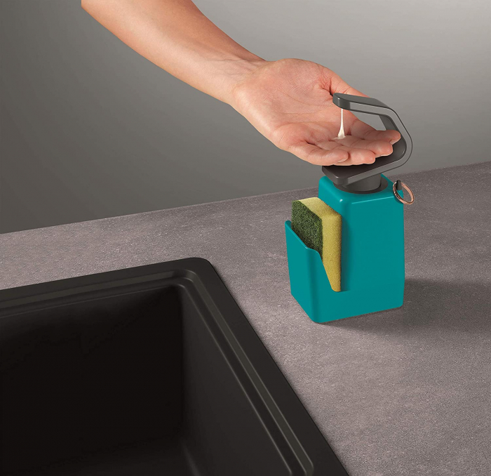 Dozator sapun cu suport pentru burete Soap Tex, turcoaz [2]