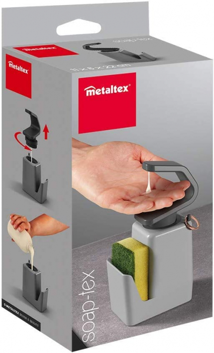 Dozator sapun cu suport pentru burete Soap Tex, gri [4]