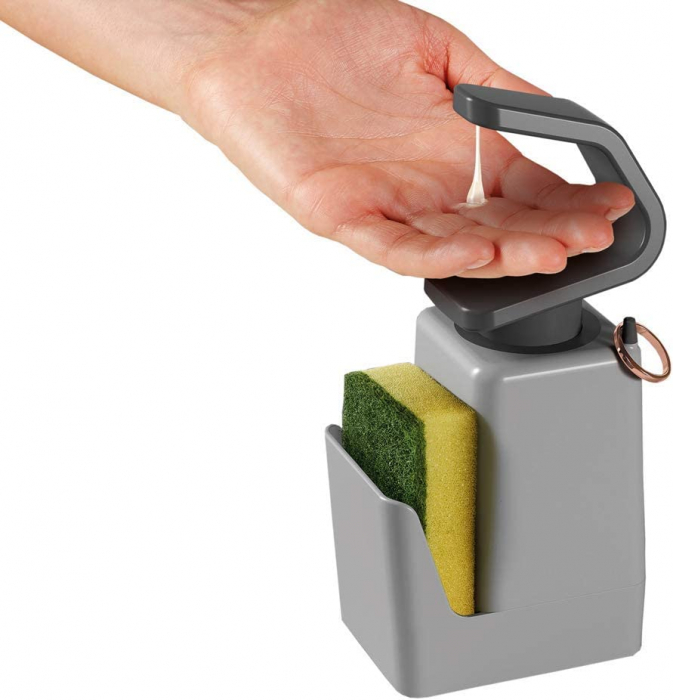 Dozator sapun cu suport pentru burete Soap Tex, gri [3]