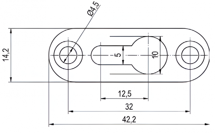 Element de suspendare mobilier cu gaura cheie, 42.2x14.2 mm [7]