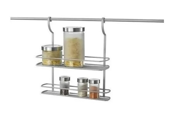 Etajera cu doua rafturi pentru recipiente City Frost, finisaj gri, 35 x 13 x 38 cm [2]