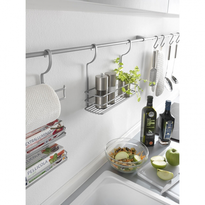 Etajera cu un raft pentru recipiente City Frost, finisaj gri, 34 x 9 x 26 cm [3]