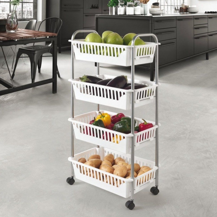 Etajera mobila Oslo cu 4 cosuri albe, 41x26x84 cm [3]