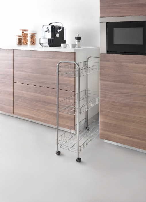 Etajera Slim De Luxe cu 3 rafturi si rotile, finisaj gri, 56x23x84 cm [2]