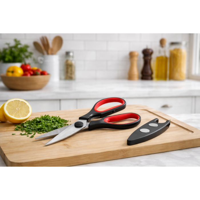 Foarfeca de bucatarie neagra cu capac magnetic, 8 x 21 x 1 cm [2]