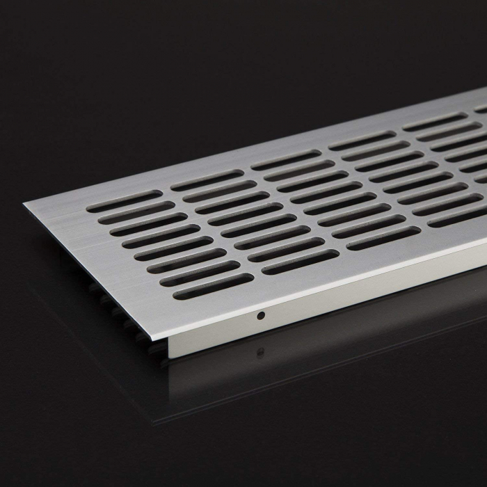 Grila ventilare din aluminiu, finisaj inox periat, 484x100 mm [4]